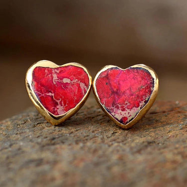 Perfect Light Heart Jasper Stud Earring-Your Soul Place